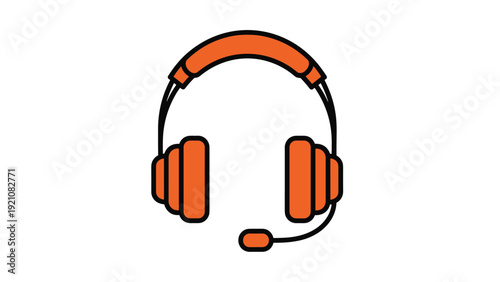 Orange headset with integrated microphone and cushioned ear pads isolated on a clean white background for customer service concepts.