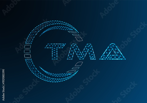 TMA low poly letter logo vector design. TMA lower poly logo design. Low poly logo.