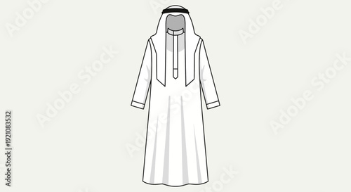 Traditional Arabian Thobe and Ghutra Outfit Illustration
