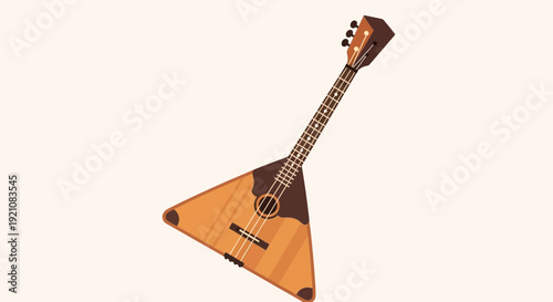 Traditional Balalaika Folk Musical Instrument, Russian Stringed Guitar Isolated