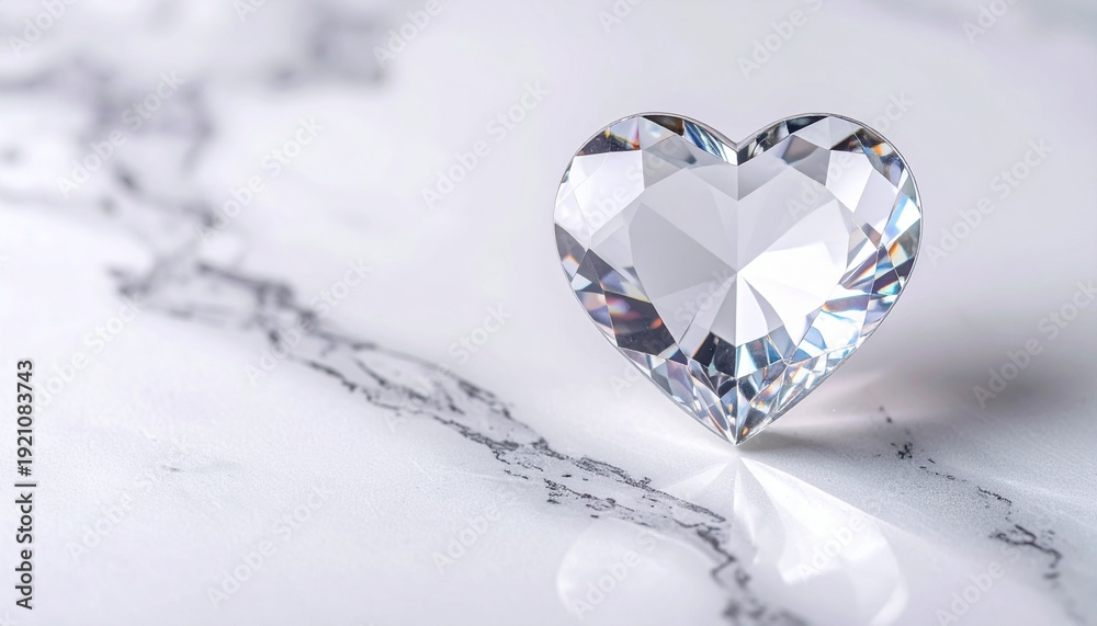 Fototapeta premium Heart Shaped Diamond on Marble Surface.