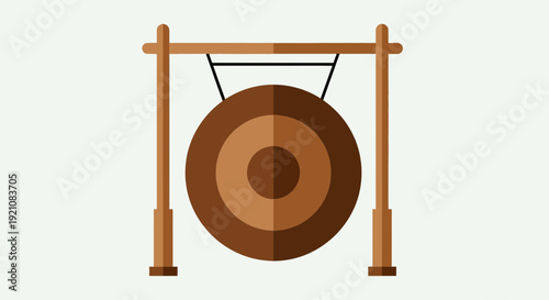 Traditional Gong Isolated on Light Background, Musical Instrument