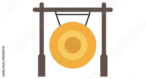 Traditional Gong Isolated on White Background, Musical Instrument