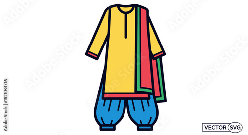 Traditional Indian Punjabi Suit - Salwar Kameez with Dupatta