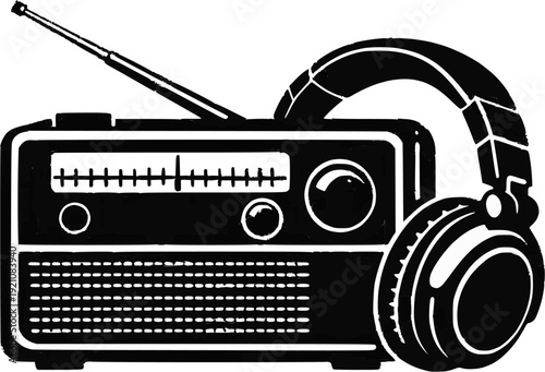 retro portable radio, technology, illustration design, graphic design, vector design 