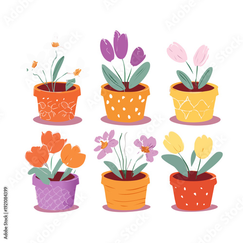 Mixed Petunia and Summer Flower Plant Illustration Set in Hanging Pot for Balcony Garden Decor and Floral Art