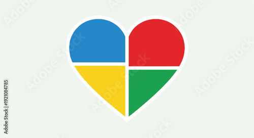 A heart shape segmented into four color sections, a simple design Free Download A heart shape segmented into four color sections, a simple design - GFXLoad
