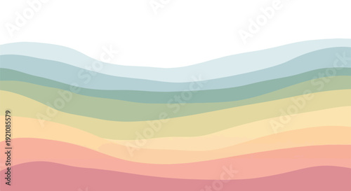 A layered abstract design featuring soft waves and muted, warm hues