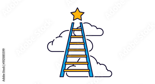 Ladder Reaching Yellow Star Illustration.