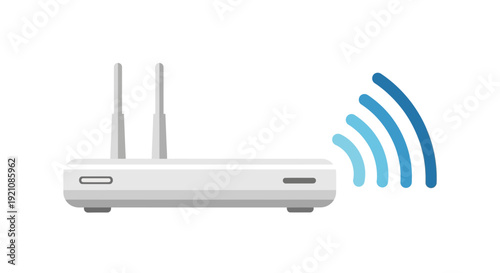 Wireless Wi-Fi Router with Signal Waves Icon