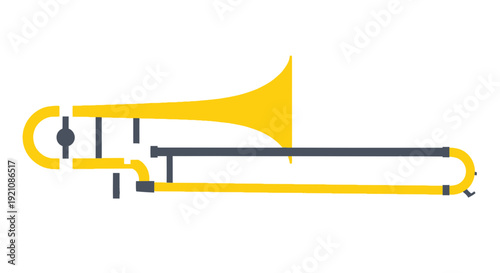 Vector Illustration of a Trombone on a White Background