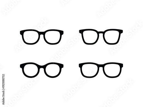 A simple graphic of four pairs of glasses arranged in two rows against a white background.
