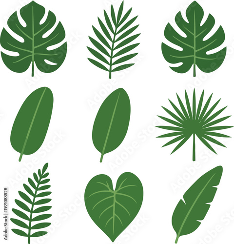 Tropical green leaves icon transparent