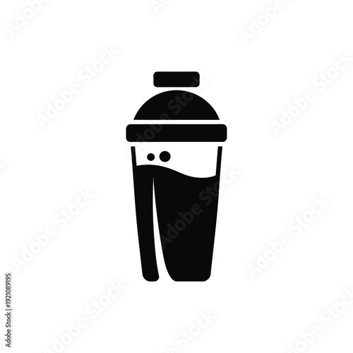 A simple black and white illustration of a protein shake container.