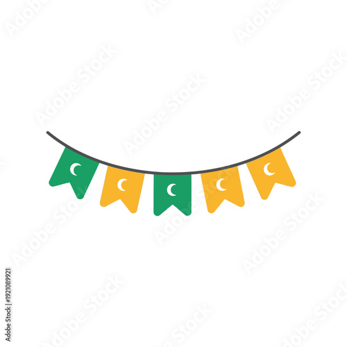 Islamic festive bunting flags vector clipart for Ramadan and Eid celebrations
