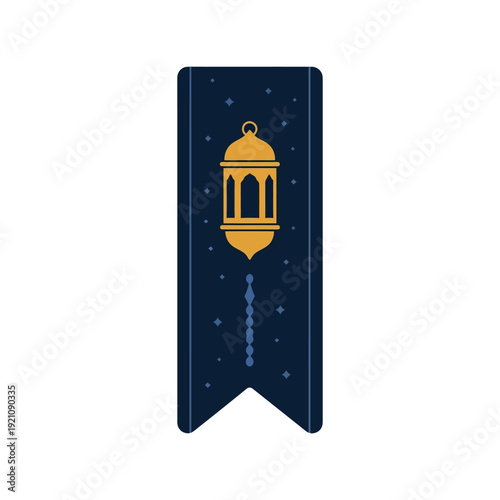 Ramadan lantern vector clipart on dark bookmark background, Islamic holiday decoration