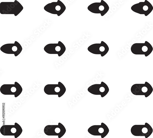 Collection of various arrowhead shapes and orientations in a grid layout Vector