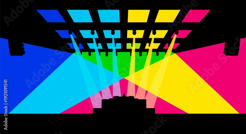 Colorful Light Beams from Color Grid.