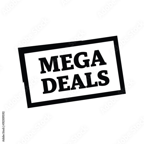 Vector illustration icon mega deals banner sign label sticker with black border