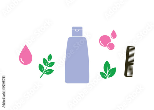 Shampoo promotional banner. Flat aesthetic. Vector illustrations

