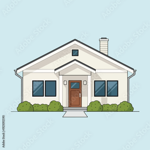 A simple, cartoon illustration of a residential suburban house