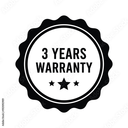 Φωτογραφία Vector illustration icon black warranty badge with three stars and three years g