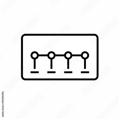 Clean black line icon representing a simple switch with four distinct positions or options for selection.