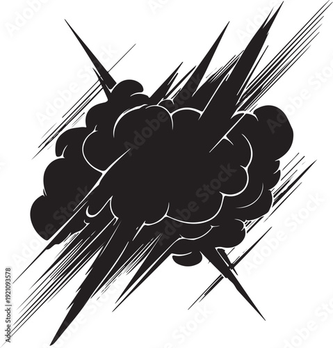 Dynamic explosion with jagged rays radiating from a dense central mass Vector