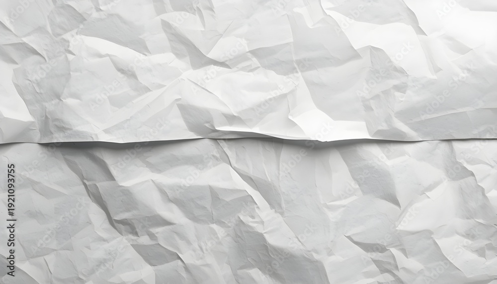 Fototapeta premium A close-up view of crumpled white paper with a crease in the middle