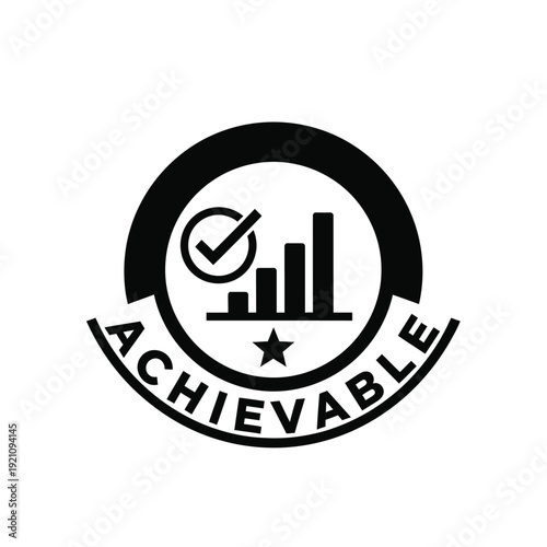 Vector illustration icon achievable icon with checkmark and graph