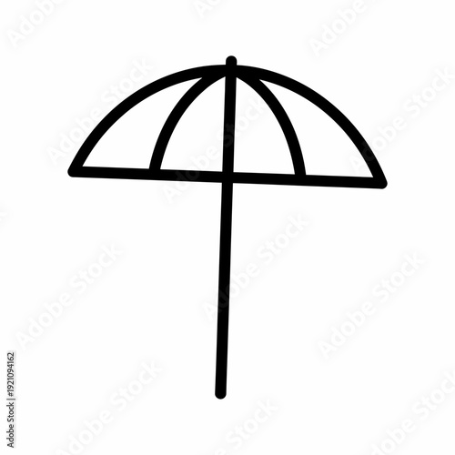 Simple, hand-drawn style vector illustration of a beach umbrella, representing sun protection and vacation.