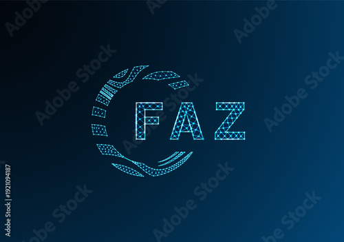 FAZ low poly letter logo vector design. FAZ lower poly logo design. FAZ unique low poly logo design.
