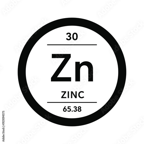 Vector illustration icon zinc chemical element icon with atomic number and symbol