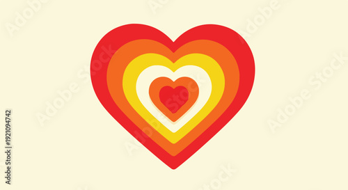 A stylized heart with multiple layers of warm color gradients