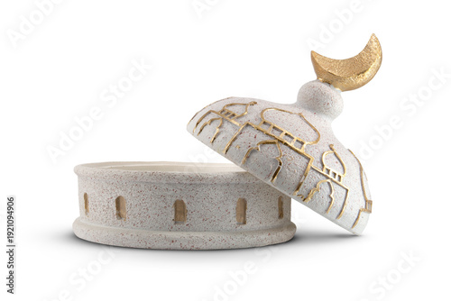 Ramadan decorative bowl for dates isolated on white background