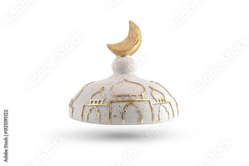 Ramadan decorative bowl for dates isolated on white background