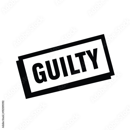 Vector illustration icon black and white stamp with the word guilty on it