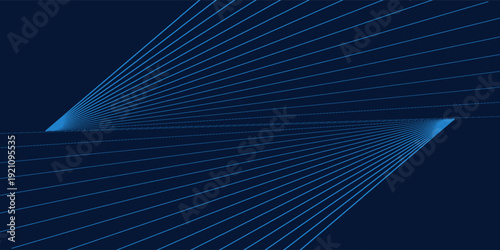 Abstract blue lines on navy background. 3D metal lines concept