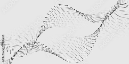Abstract black wave lines design. Dots on grey background