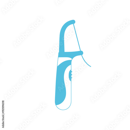 Blue tooth flosser isolated on a clean white background, showcasing a sleek and ergonomic design for dental hygiene, with ample copy space