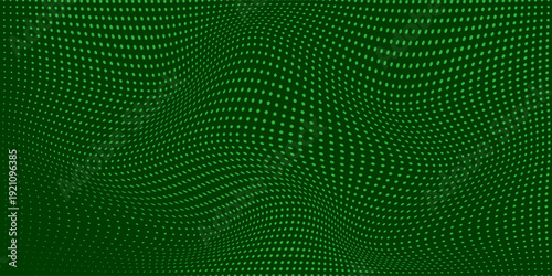 LED green dots pop art on dark green background.