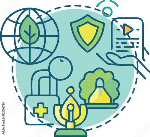 Sustainable technology and environmental protection flat vector eco innovation illustration