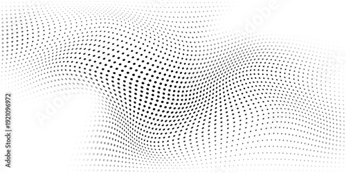 Abstract black dots wavy on white background. Big data concept