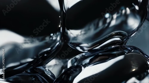 Abstract metallic liquid form with smooth, flowing curves and high reflectivity