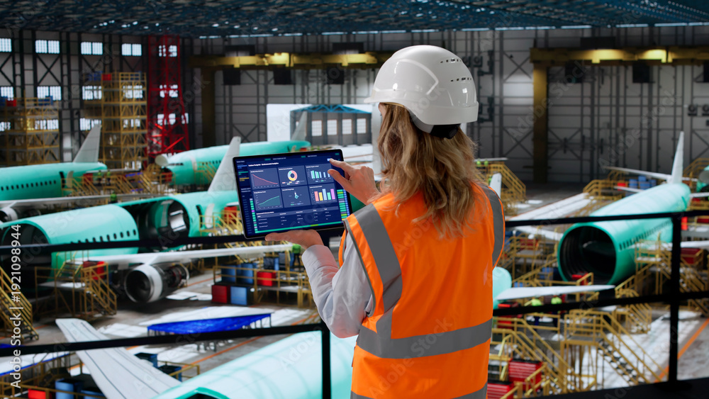 Naklejka premium Aerospace Engineer Using SCADA Software