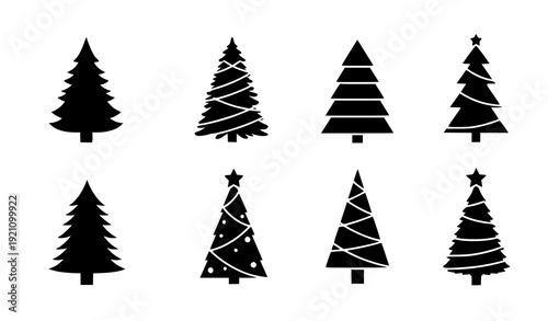 Christmas Tree Icon Set – Vector Silhouette Holiday Tree Collection