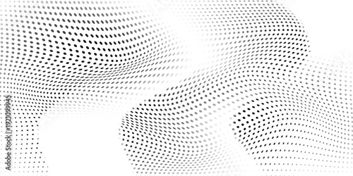 Abstract waves black dots halftone. Dots with mesh presentation design. Vector illustration