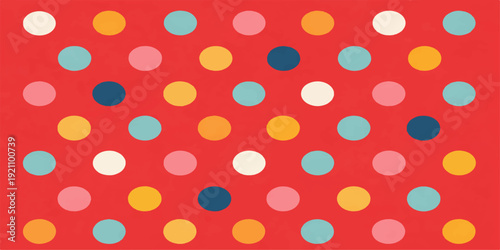 Seamless vintage red polka dot fabric texture with retro dotted circle pattern in soft pink and red tones