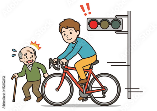 自転車の信号無視イメージイラスト