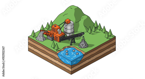 Industrial mining operation extracting resources from the earth.
